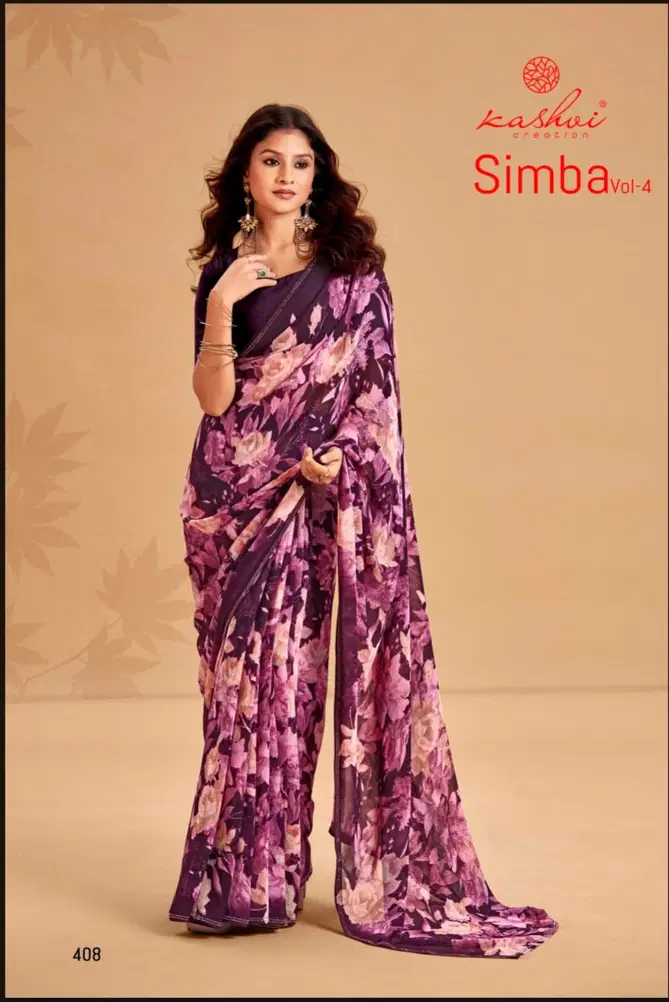 Simba Vol 04 By Kashvi Printed Georgette Sarees Wholesale Market In Surat
